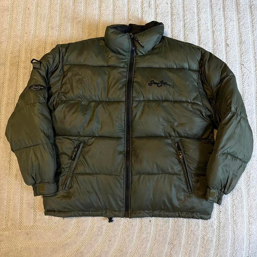 VTG Y2K Sean John Green Reversible puffer jacket size XL Streetwear Punk Grunge
